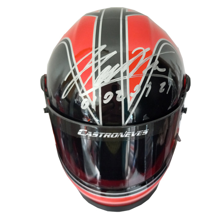 Helio Castroneves Autographed and Inscribed 1/2 Scale Replica Helmet