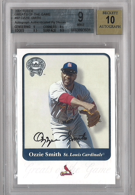 2001 Fleer Greats of the Game Ozzie Smith Autograph BGS 9